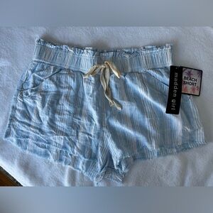 Madden Girl Light Blue Striped Beach Shorts